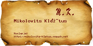 Mikolovits Klétus névjegykártya